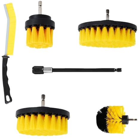 Inlefen Bürstenaufsatz Bohrmaschine Set, 6 Stück Bürstenaufsatz Akkuschrauber Bürste Drill Brush, Leistungsstarke Bohrbürste Reinigungsbürste Drill Brush für Felgen Fliesen Küche Böden Auto Badewanne
