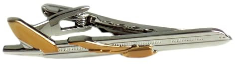 Flugzeug Krawattennadel Passagierflugzeug bicolor glänzend kurz ca. 6 cm lang m.i. Germany +Geschenkbox