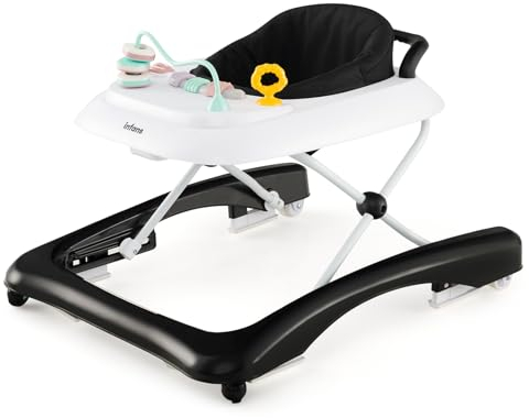 COSTWAY 3 in 1 Lauflernhilfe klappbar, Lauflernwagen mit verstellbarer Höhen & Geschwindigkeit, Baby Walker mit abnehmbarer Spielplatte, Laufwagen gehfrei für baby ab 6 Monaten (Schwarz)