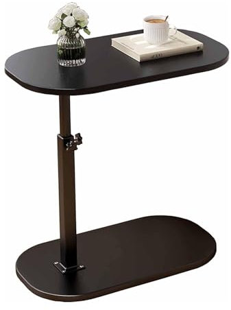 XUDREZ Verstellbarer C-förmiger Beistelltisch, 360° drehbarer Beistelltisch, Wohnzimmer-Sofatisch, moderner kleiner Couchtisch für Bett/Badewanne (Schwarz-Schwarz)