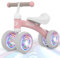 Kinder Laufrad ab 1 Jahr,Farbige Beleuchtung Balance Lauflernrad Spielzeug mit 4 Räder für 10-24 Monate Baby, Erst Rutschrad Fahrrad für Jungen Mädchen als Geschenke,Rosa
