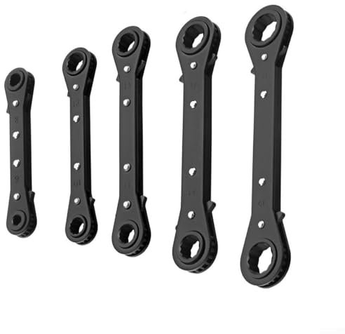 snowchecking Ratchet Spanner Wrench Set Metric and for Imperial AF SAE 6-21mm Sizes Double for Ring for Refrigeration Equipment Repair(6-8mm)