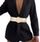 WHIPPY Damen Breiter Gürtel Taillengürtel Stretch für Kleid Elastischer Gürtel Hüftgürtel für Damen Goldener Schnalle, beige 39