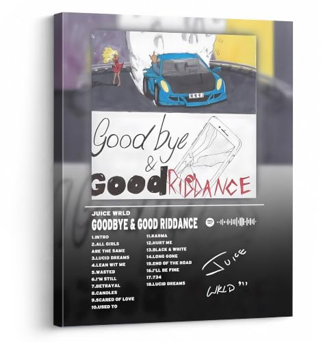 Juice WRLD Canvas Wall Art Decor - Goodbye & Good Riddance Album Cover Artwork Poster, Modern Hip-Hop Music Room Aesthetic, Inspirational Rap Wall Art, Home Decor for Bedroom or Studio 8X10 inch