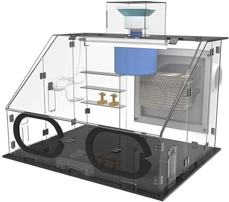 WUCIOA Airbrush Spray Booth, Transparent Fan Airtight Painting Cabinet, 30cm LED Lights, Foldable Paint Spray Box Set, Adjustable Temperature Heater, Portable Spray Box for Airbrushing Art Model