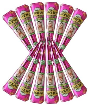 Sarthi Cono Naturale 6 x 25g - Senza PPD & Sostanze Chimiche Lunga Durata | Dermatologicamente Testato Per Decorazioni Creative Facile da Applicare mit Kajal Adesivo