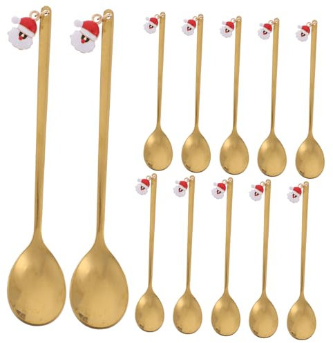 IMIKEYA 12Pcs Weihnachtslöffel goldener Nachtisch Babylöffel Löffel aus Zuckerstangen Löffel handhaben kaffelöffel kaffeelöffel Weihnachtselemente Löffel Löffel Rostfreier Stahl