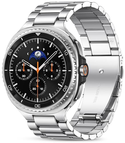 Mastten 304L Edelstahlband Kompatibel mit Samsung Galaxy Watch 9/8 Armband 44mm 40mm - Metall Band Verstellbar für Galaxy Watch 8 Classic Armband - Business Band für Herren Damen, Silber