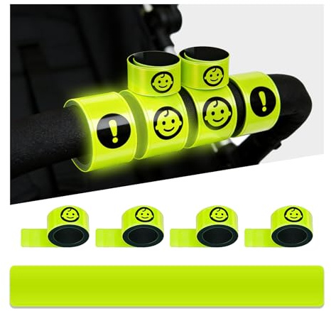 MaNeaz 4 PCS reflektoren kinderwagen reflektor kinderwagen Reflektierend schnapparmband für Kinderwagen Universal Sicherheits Reflektoren Ideal für Buggy Fahrräde Anhänger und mehr