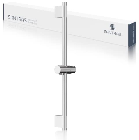 SANTRAS® Brausestange 70 cm Chrom – Duschstange mit verstellbarer Duschhalterung & Brausehalter | Die Duschstangenhalterung mit einer flexiblen Wandbefestigung für vorhandene Bohrlöcher