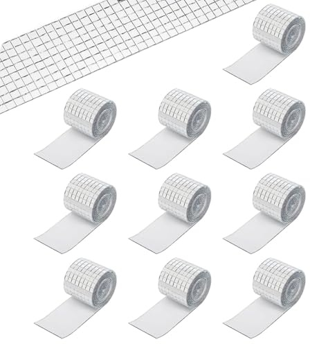 SIGANDG 4800 Pièces Miroirs Auto-Adhésifs Carreaux de Mosaïque | Argent Autocollant Mural Miroir en Verre, Mini Autocollants Carrés en Mosaïque de Verre pour DIY Disco Party Decor (5 x 5 mm)