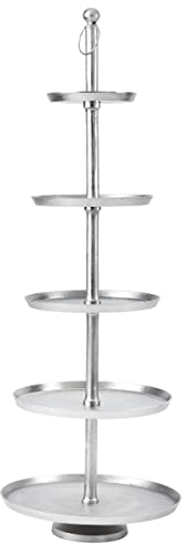 BUTLERS Etagere 5-stufig rund 170cm mit abnehmbarer Dekoteller aus Aluminium -BANQUET- XXL Serviergestell mit 5 Etagen | Servierständer für Brot, Obst, Kuchen, Muffins | Etagenständer Party Deko