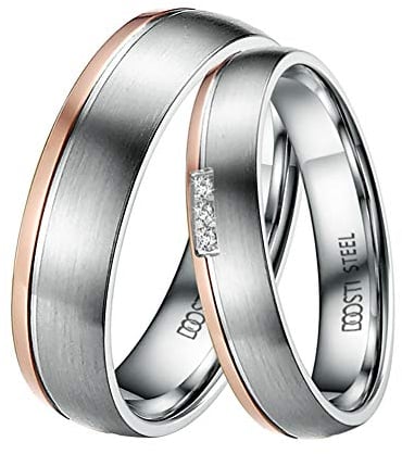 DOOSTI Partnerringe/Trauringe Dainty - Bicolor Chirurgischer Edelstahl mit Gratis Gravur …