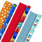 Hallmark Geschenkpapierrollen zum Geburtstag - Luftballons, Sterne, Cupcakes, blaue Streifen, festes rotes Geschenkpapier (Set mit 3 wendbaren Rollen: 75 sq.ft. ttl.)