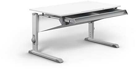 Moll Sprinter Kinderschreibtisch höhenverstellbar | mitwachsend, ergonomisch & neigbar für aufrechtes Sitzen | ideal für Schulkinder | Schreibtisch weiß optional mit Schublade | Made in Germany