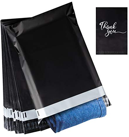 60 Versandtaschen aus Kunststoff, Thank you Versandtaschen Umschläge,30x40cm Versandbeutel Plastik Versandtaschen, wasserdichte und reißfeste Versandtaschen für den Versand von Verpackung,schwarz