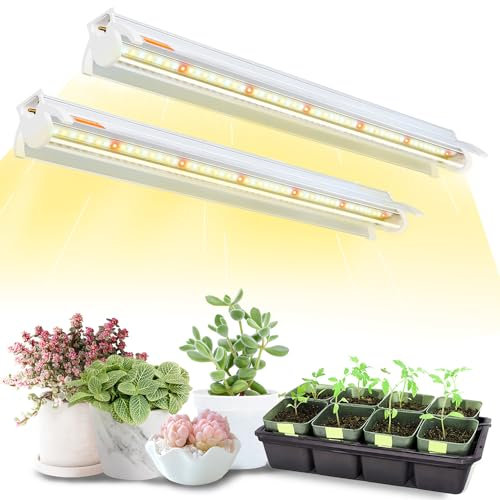 Bokeedo T5 Grow Light Bar - 1.4Ft. 2-Count (2 x9W, Equivalent to 140W) Plant Lights for Indoor Growing Full Spectrum, 4000K White Grow Lights w/Reflector for Shelf/Racks