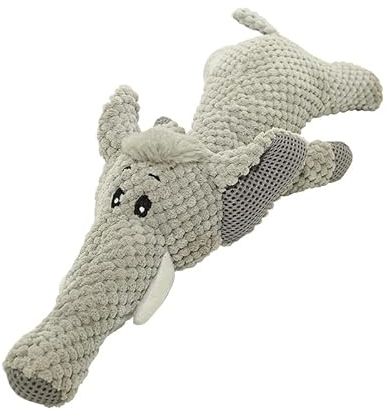 Hjumarayan Quietschspielzeug für Hunde, Hundespielzeug Welpen Zahnen, Kuscheltier Kauspielzeug, Hund Interaktives Plüschspielzeug für kleine mittel Hunde(Grau, Elefant)
