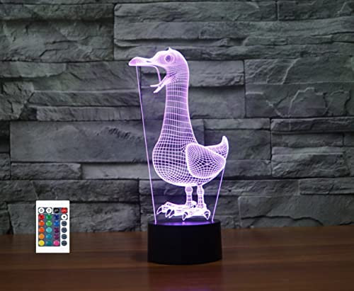 SUPERRUIDALONG 3D-Vogel-Fernbedienung, 16 Farben, Nachtlichter, Illusion, Acryl, LED-Tisch, Nachttischlampe, Kinderzimmer, Schreibtisch, Dekoration, Geburtstagsgeschenke, Spielzeug für Kinder