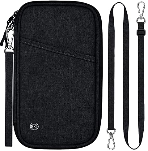 ENONEO Wasserdicht Reisepass Tasche Familie Reisepass Brieftasche RFID Reisepass Etui Reisepasshülle Groß Ausweistasche Reiseorganizer Dokumente,für 8-10 Pässe Flugticket Kreditkarte