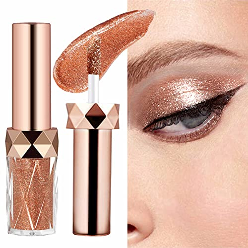Glitzer Liquid Lidschatten,Glitzer Flüssig Lidschatten,Diamond Glitter Eyeliner Liquid,Waterproof Long-lasting Quick Drying Lidschatten Makeup Für Cosplay Party Makeup(Bronze Gold)