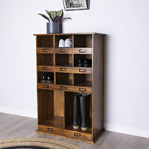 CHARLES BENTLEY Charnwood Large Wooden Shoe and Boot Locker Free Standing Black and Brown 24kg