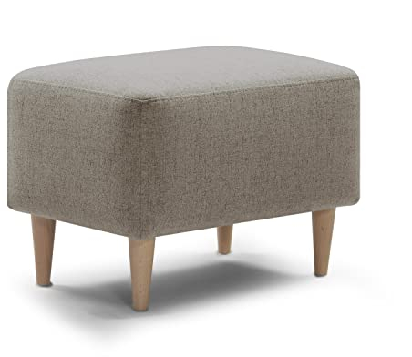 Traumnacht bequemer und moderner Fusshocker mit Holzfüßen in Hellbraun, Öko-Tex Zertifiziert, produziert nach deutschem Qualitätsstandard, 61x41x42
