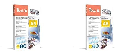 Peach Laminierfolien A5-125 mic - 100 pouches - glänzend - Premiumqualität für beste Laminierergebnisse - kompatibel mit Geräten aller Markenhersteller - PP525-03 (Packung mit 2)