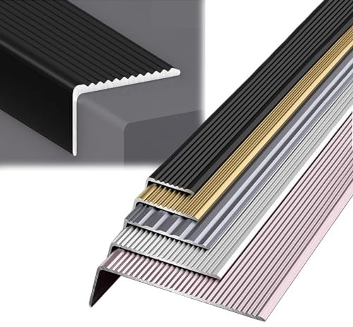 LIYI929GP Profilo Paragradino Angolare in Alluminio Forma A L per Scale, Facile da Pulire Profilo Angolare per Scale - Listello Angolare Profilo per Bordi Scale, Paraspigolo, per Laminato E Parquet