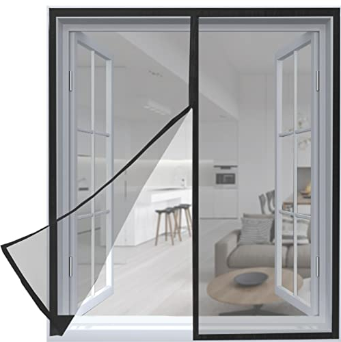 ARCOL Zanzariera Magnetica Finestra 90x150 cm in Fibra di Vetro – Stop Zanzare in 3 Min., Rete Ultra-Fine Anti-Insetti, Chiusura Automatica con Magneti e Pesi, Nastro a Strappo Extra-Largo (Nero)