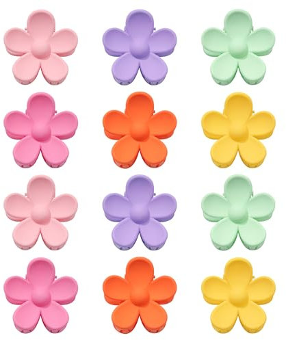 12 Petites Pinces à cheveux à petites fleurs pour femmes - Mini pinces à cheveux mates à pinces antidérapantes pour cheveux fins pinces à cheveux à tenue forte