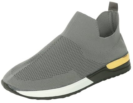 Zapatillas de vestir casuales para mujer, sin cordones, suaves, cómodas, para caminar, color negro, zapatillas de tenis para mujer, zapatillas de moda para mujer, gris, 40 EU