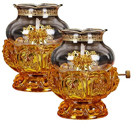 Petroleumlampe, Öllampen für den Innenbereich, Buddha-Frontlicht, Petroleumlampe mit gelbem Kristallglas, Lotuslichthalter, ultrareine Paraffinlampe, Ölkerzenhalter, Laterne, Nachtlicht