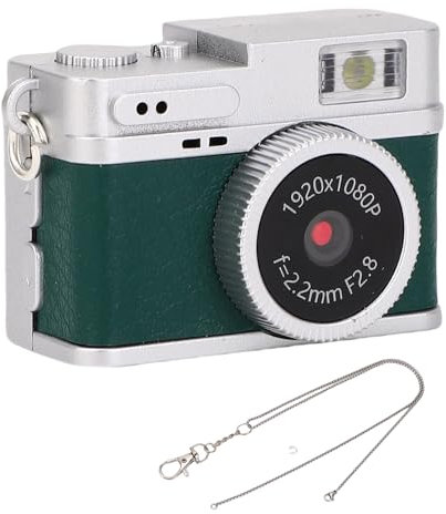 Mini Digital Camera Keychain, 20MP 1080P Small Video Camcorder with Optical Lens, LED Fill Light for Taking Photos, Cycling, Playback Screen, Filter, Expandable Memory Card (Green)