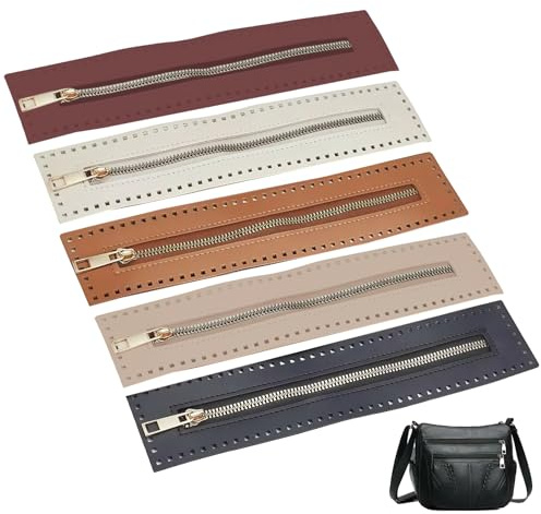 5er Set PU-Leder Reißverschluss 27cm Für DIY Häkeltaschen - Rostfrei in 5 Farben (Schwarz, Braun, Beige, Burgunderrot, Gold) | Handgefertigte Reißverschlüsse Mit Close End Für Nähen & Bastelprojekte