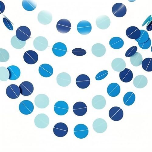 MYPOTO 5 Stück Blaue Girlande Papier Deko 4 Meter Lange Papiergirlande, Blaue Kreispunkte, Hängende Girlande, Party-Hintergrund Dekoration Für Geburtstage, Hochzeiten Urlaubsdekoration