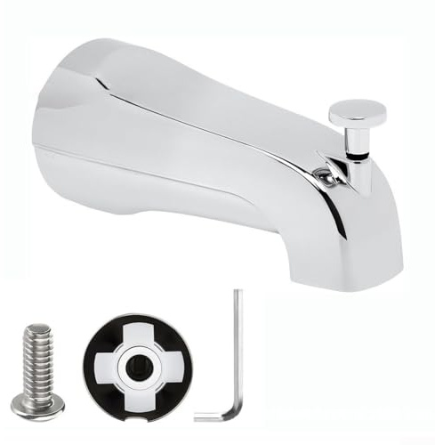 Chrom-Umsteller, Wannenauslauf, Metall, Badezimmer-Wasserhahn-Aufsatz mit Wandhalterung, Design für Delta-Badewannenarmaturen, polierte Oberfläche für einfache Reinigung und schnelle Installation