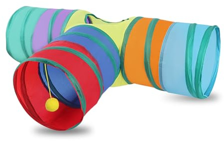 Túnel de conejo plegable, para gatos, conejos, juguetes, animales pequeños, canal de tres direcciones y escondites para interior y exterior, para conejillos de indias, hurones, chinchillas
