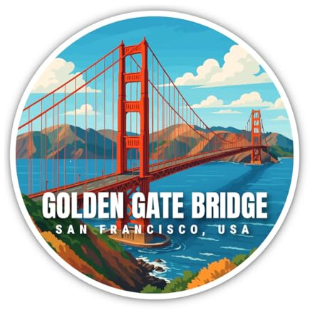 Aufkleber: 200 mm, 1 Stück - Golden Gate Bridge San Francisco XXL Vinyl Städte Dekor
