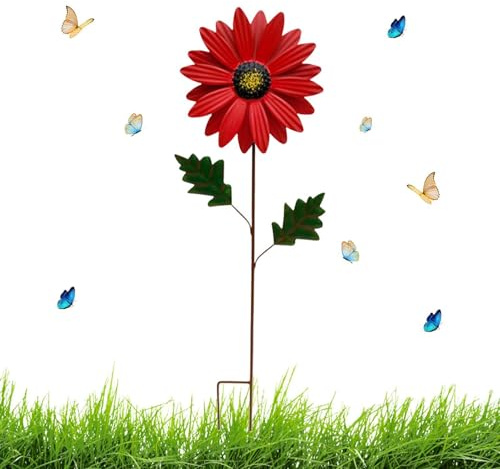 Pali da giardino decorativi,Decorazione a girasole in ferro artistico colorato | Pali Artistici in Metallo con Motivo Floreale da Esterno - Per Cortile, Patio, Prato, Balcone, Aiuola, All'aperto