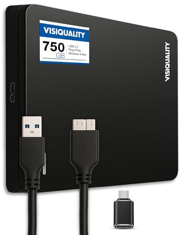 Hard Disk Esterno Veloce 750GB HDD USB 3.0/C Compatible Plug&Play Nero