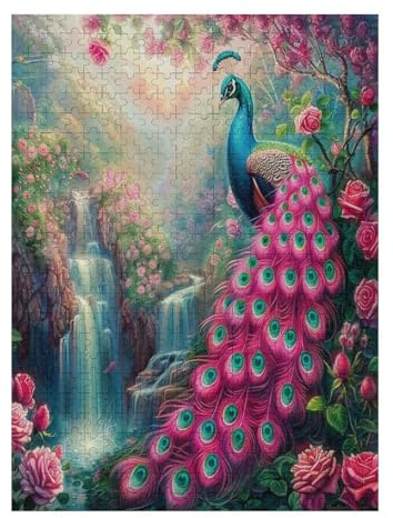 A Colorful Peacock 500 Piece Jigsaw Puzzle for Adults Feathers Shimmering Winter Evening Activity Cozy Relaxation Detailed Artwork Ideal Housewarming Gift 500 PCS