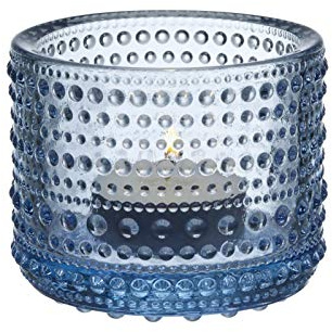 Iittala Kastehelmi Windlicht/Teelichthalter Glas Aquablau 6,4 cm