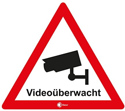 iSecur Dieses Objekt wird videoüberwacht Aufkleber 15 cm - hin296 | Innenklebend, Fenster-Sticker Videoüberwachung, hinter Glas verkleben, UV-beständig, vergilbungsfrei, Made in Germany