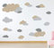 timalo® 35 Stück Wandtattoo Kinderzimmer XL Große Wolken Himmel Pastell Wandsticker – Aufkleber Wolkenset | 73091-SET3-35 | dunkelbeige hellgrau grau