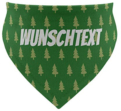 printplanet® - Hundehalstuch mit Name oder Text - Halstuch für Hunde - Layout Bäume Grün - Größe M