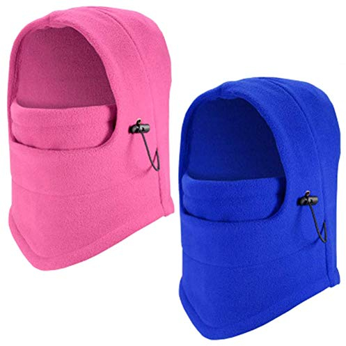 NALCY Gesichtsmaske, 2Pcs Winddichte Vollgesichtsmaske, Verstellbare Skimaske, Motorrad- und Fahrrad, Warme Sturmhaube für Winter Sport, (rot+blau)