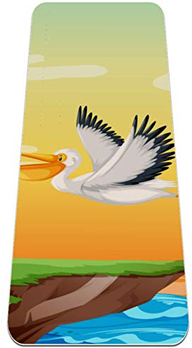 BestIdeas Yogamatte Pelican Flying On The Sky für Yoga, Pilates, Bodenübung Männer Frauen Mädchen Jungen Kinder Anfänger Rutschfestes Design