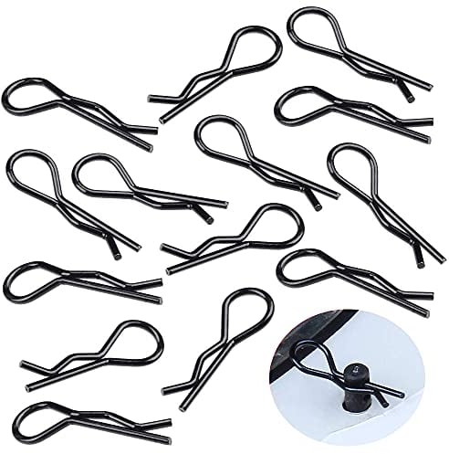 MMOBIEL Universal-RC-Body-Klemmen, gebogen, R-Pins für 1/10–1/12 Teile für RC Car / Offroad-Buggy / Truck-Verkleidung, schwarz, 50 St.