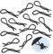 MMOBIEL Universal-RC-Body-Klemmen, gebogen, R-Pins für 1/10–1/12 Teile für RC Car / Offroad-Buggy / Truck-Verkleidung, schwarz, 50 St.